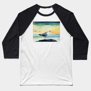 Seagull on a Rock Baseball T-Shirt